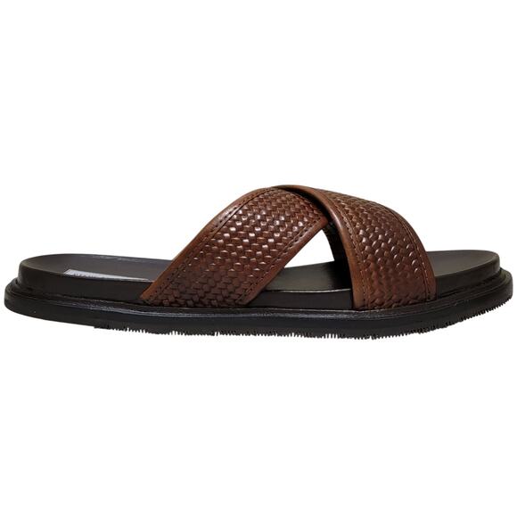 Steve Madden Men Dion Crisscross Slide Sandal Size US 8D Tan Brown Woven Leather main image 4